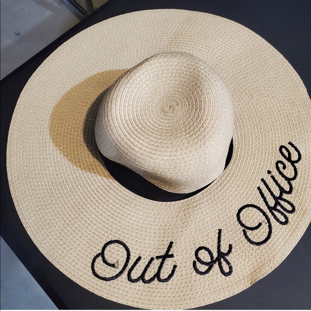 “Out of office” floppy straw hat, sun hat, vacation hat